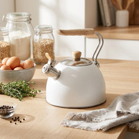Bouilloire sifflante en acier inoxydable de haute qualité, sifflet automatique, sans couvercle, design minimaliste pour gaz et induction