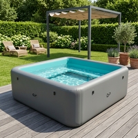 Piscine gonflable carrée à prix d'usine en PVC Drop Stitch avec siège intégré pour divertissement aquatique à domicile et dans la cour