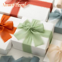 AM-RP030 Ammy 2.5cm*5m Buket Paketleme Şifon Kurdele El Yırtmaçlı Saçaklı Kurdele Rulosu Toptan Parti Süslemeleri İçin