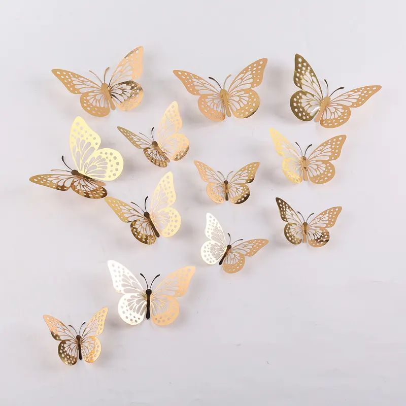 Borboleta de metal 3D de decoração de parede de casa, sala de estar, decoração de borboleta tridimensional, borboleta de metal oca, fabricante direto