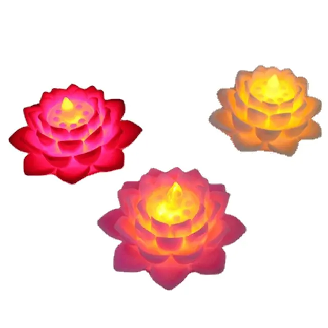 Bouddhiste Temple Lotus Forme Led Bougie Prière Lotus Lampe Bougie Votive Activités Religieuses LED Bougies Jour Led Velas Personnalisé