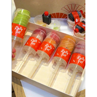 Nouveau Tube Cylindrique Transparent en Plastique PET/PP Écologique Tendance pour Sushi, Crème Glacée et Tiramisu avec Couvercle