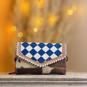 Nueva Cartera de Cuero Genuino 100% con Diseño de Diamantes en Blanco y Negro, Bloqueo RFID, Cierre Largo a Presión para Mujer - Product Image 5