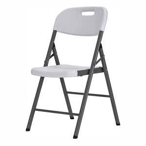 White Plastic Folding <b>Garden</b> <b>Chair</b> <b>Stackable</b> Portable Outdoor Furniture Durable Metal Frame Minimalist Design No Filling - Product Image 3