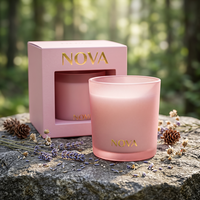 Pot à bougie en verre givré de luxe, cylindrique, avec couvercle en bambou et métal, récipient vide pour bougie, avec boîte cadeau, pots à bougie de luxe