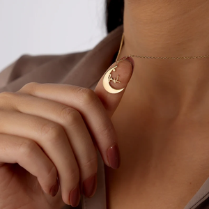 Collier personnalisé en acier inoxydable plaqué or 18 carats avec calligraphie <span class=keywords><strong>arabe</strong></span> et croissant de lune, bijoux islamiques musulmans pour femmes - Product Image 5