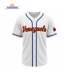 Camiseta de Béisbol Personalizada de Venezuela, Estilo Selección Nacional, con Rayas, Botones, Personalizable, Sublimada, de Malla - Product Image 3