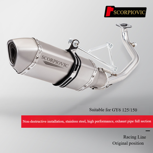 Sistema de Escape Completo para Scooter GY6 <span class=keywords><strong>125cc</strong></span> 150cc, Juego Completo de Acero Inoxidable, Universal de 51 mm - Product Image 1