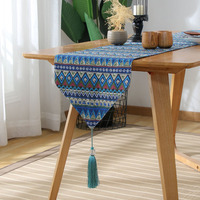 Vintage bleu Boho Nation gland chemin de Table tissé géométrie impression nappe pour la maison et Restaurant cuisine décor
