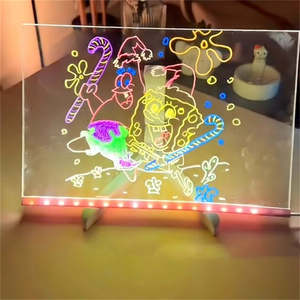 Sản phẩm mới Acrylic bảng tin trẻ em của bảng vẽ trong suốt huỳnh quang LED Đèn nền xóa được DIY bảng tin - Product Image 5