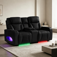 Canapé inclinable Frank Premium Luxury Motion en cuir écologique avec haut-parleur Bluetooth pour home cinéma