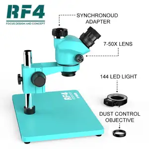 RF7050TVP Trinocular Stereo Microscope Phone Repair 7-50X Synchronous Zoom Industrial RF4 Microscope With Big Base