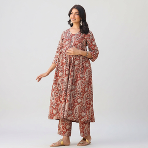 Ensemble Kurti et pantalon deux pièces pour femmes, écologique, respirant, confortable, tenue assortie élégante, vêtements décontractés pour toutes les saisons - Product Image 1