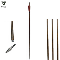 Flèches de tir à l'arc recurve à grain de bois avec plumes en carbone mixte de 4 pouces et pointe en acier en forme de gourde pour le tir