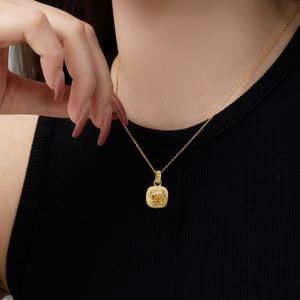 Dylam Simple <b>Link</b> Chain <b>Jewellery</b> Necklaces 18K Gold Rose Gold Plated 8A Cubic Zirconia Solitaire Pendant Necklace for Women - Product Image 2