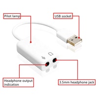 Carte son virtuelle externe USB2.0 de haute qualité, blanche, plug and play, adaptateur audio USB portable pour ordinateur de bureau, ordinateur portable, casque
