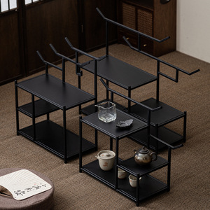 Three Layer Wrought Iron Display <b>Shelf</b> For Tea Set And Art Decor Storage Rack Carbon Steel <b>Desktop</b> Organizer Dehua Made - Product Image 2