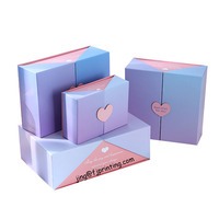 Boîtes cadeaux en papier de haute qualité avec impression personnalisée, fermeture en forme de cœur, dégradé de couleurs, ouverture à double porte