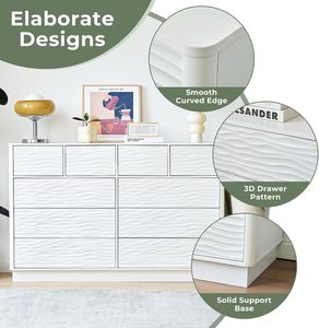 JanflyHome-<span class=keywords><strong>Commode</strong></span> Moderne <span class=keywords><strong>Blanche</strong></span> de 55 Pouces avec 10 Tiroirs Intelligents Press-to-pop et 10 Tiroirs Intelligents de Rangement pour le Salon - Product Image 6