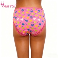 Amysi 8157 #   Vente en gros de sous-vêtements pour filles à bas prix, tangas en soie de lait, dentelle, taille basse, motif imprimé pêche, respirant