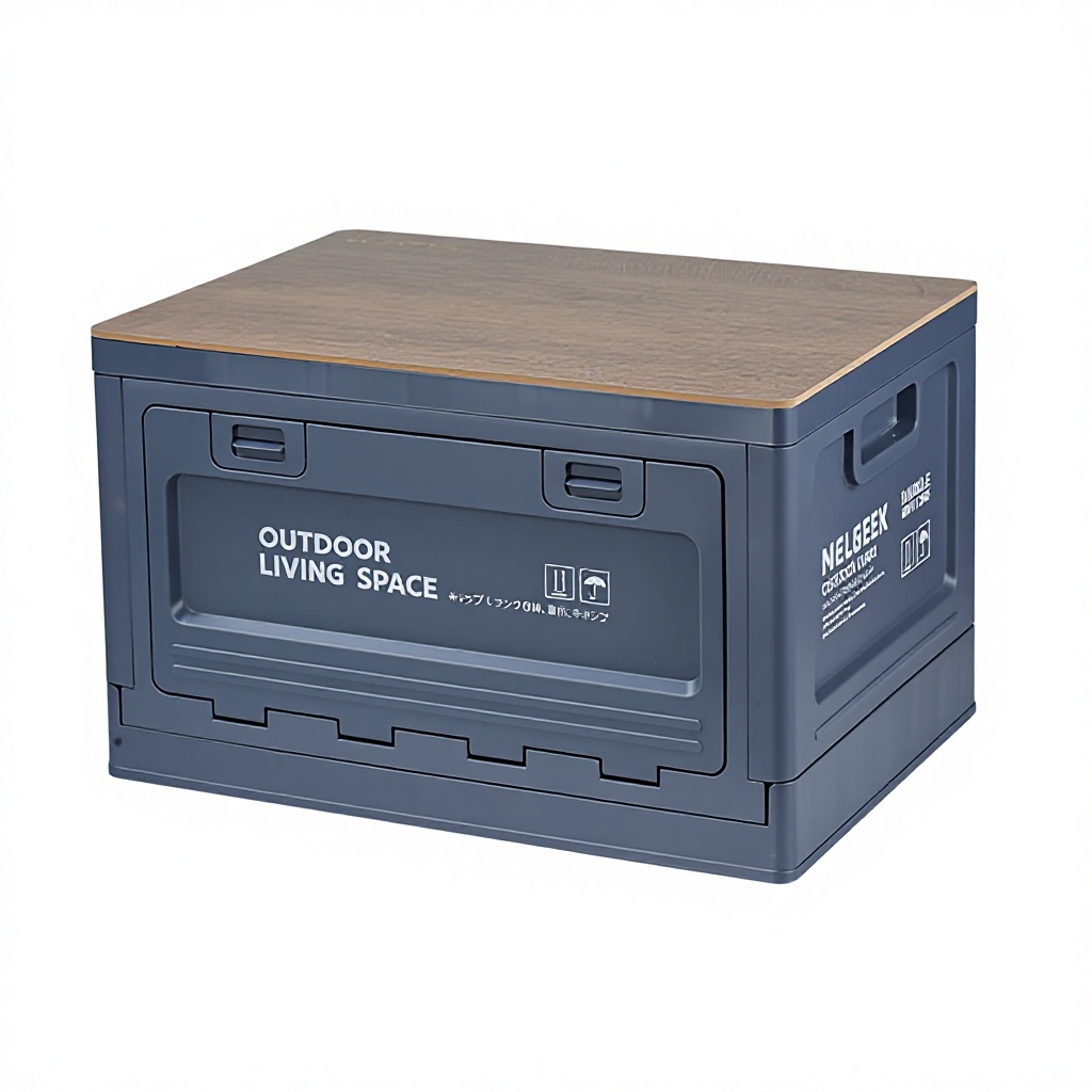 Couvercle en bois-50L /bleu