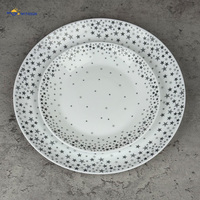 Ensemble de vaisselle en verre opale 18 pièces, motif étoile argentée, assiettes et bols, vente en gros pour la maison, la cuisine, les fêtes de Noël, la décoration de table, les cadeaux