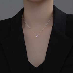 高品质简约设计S925纯银爱心吊坠项链女女孩D8849 - Product Image 3