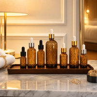 Botol Kaca Berwarna Amber Biru Hijau dengan Tutup Kayu Bambu dan Pipet Tetes Minyak, Ukuran 5ml 10ml 15ml 20ml 30ml 50ml 60ml 100ml