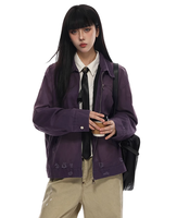Automne américain Veste à revers en denim délavé pour femmes, style streetwear vintage, design déchiré, technique délavée pour l'hiver