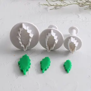 Drie Stuk Eco Vriendelijke Leaf Shaped Fondant Cake Cookie Plungers Snijders Mallen Decoratie Gereedschap Set