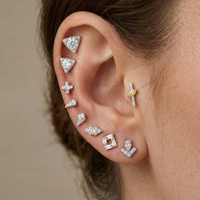 Promotion Bijoux Titane G23 F136 Labret à dos plat, Clou d'oreille Tragus, Anneaux de lèvre, Piercing Hélix et Cartilage, avec Zircon et Filetage interne