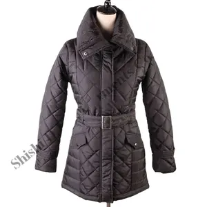 China suppliers wholesale stripe diamond quilted thermal women fashion coat