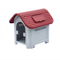 Nichoir pour chien en plastique écologique pour jardin extérieur, abri pour chiens de taille moyenne et grande avec porte en fil métallique sécurisée 87x72x75.5cm, toit vert