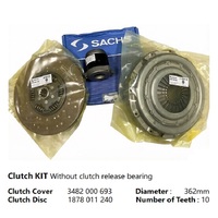Kit d'embrayage 3400 700 655 362mm 3400700655 3482000693 1878011240 sans butée d'embrayage pour réparation de camions