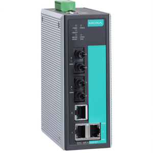 Moxa EDS-405A-MM-ST สวิตช์จัดการแบบองค์กร 5 พอร์ต สำหรับติดตั้งบนราง DIN แบบอุตสาหกรรม พร้อมพอร์ตไฟเบอร์และพอร์ตทองแดง IEEE 802.3 24V - Product Image 2
