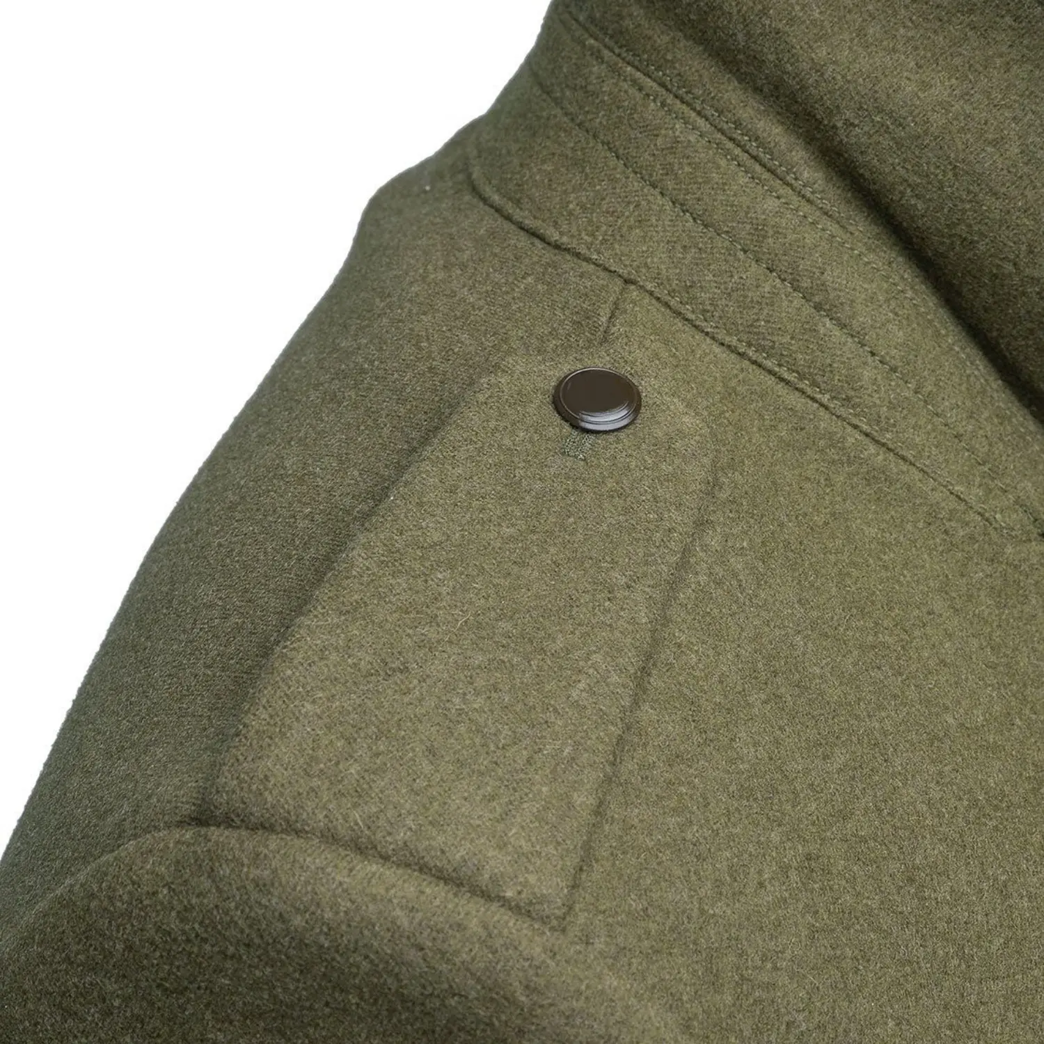 Trench-coat pleine longueur en laine mélangée de qualité supérieure pour hommes, manteau d'hiver à double boutonnage, revers cranté, officier à pois, vert armée