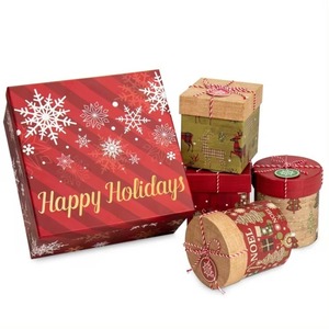 Deluxe round square <b>Christmas</b> party <b>gift</b> packaging with covered hard cardboard <b>box</b>, customizable according to needs - Product Image 1