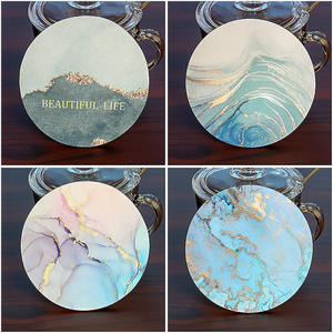 <strong>Marble</strong> Patterned Natural Rubber Coaster Heat Insulation Anti-Slip Bowl <strong>Table</strong> Pad with Tea/Coffee Cup Protection for Home Use - Product Image 2