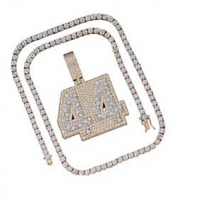 Thick Heavy Solid Number Iced Custom Letter Name <b>Initial</b> Logo Pendant 925 Silver Gold Plated Moissanite Hip Hop Style - Product Image 3