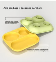 Ensemble de vaisselle pour enfants personnalisé OEM ODM sans BPA, de qualité alimentaire, avec ventouse, assiettes en silicone pour bébé, Noël