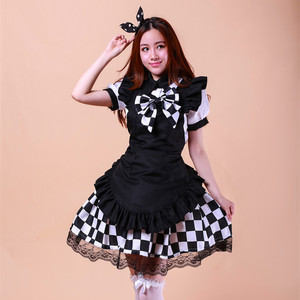 Nyaruko-san Cosplay Costume Black And White Checkered Maid Outfit For Anime Role Playing Summer 2020 - Product Image 2