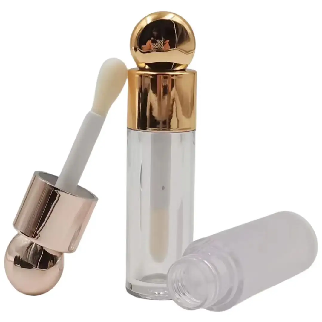 Lip gloss Tubes Großhandel 5,5 ml Frosted Transparent Luxus Lip gloss Tuben Mit Gold deckel