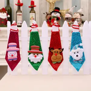 Light Up Christmas Party Favors Cravate à paillettes Cadeau Cravate de Noël décorative pour enfants