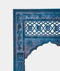 Handcrafted Traditional <b>Antique</b> Blue Mango Wood Non-Foldable Non-Inflatable Bedroom <b>Wall</b> <b>Mirror</b> Model GN1040 - Product Image 5