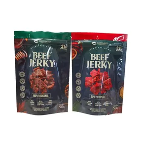 Sachet refermable sous vide réutilisable avec logo personnalisé, en matériau PET, pour en-cas, viande séchée, impression en gravure, sachet pour en-cas, viande séchée - Product Image 1