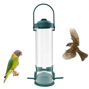 Mangeoire à oiseaux <span class=keywords><strong>multi</strong></span>-perforée suspendue pour l'extérieur Distributeur de nourriture pour oiseaux avec couvercle côté transparent Mangeoire à oiseaux sauvage portable pour le jardin - Product Image 1