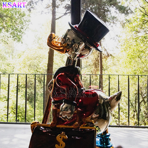 Scultura di Donald Duck Millionaire Elettroplaccata in Fibra di Vetro, Decorazione per Galleria, Artigianato in Resina a Tema Cartoni Animati - Product Image 3