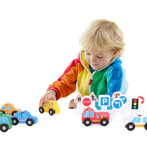 Éducation précoce voiture en bois jouets modèle de voiture de transport en bois pour enfants panneaux de <span class=keywords><strong>signalisation</strong></span> blocs de construction - Product Image 2