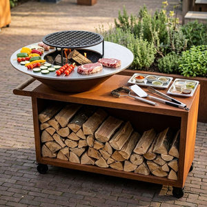 Grand brasero rectangulaire d'extérieur en acier Corten pour barbecue - Product Image 3