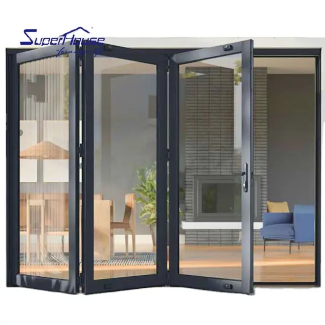 Superhouse Bifold Doors Accordion Aluminium Patio Exterior Aluminum Glass Foldable Stainless Steel Windows Modern Bi Folding